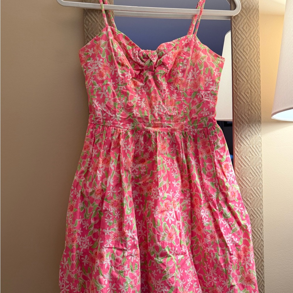 Lilly Pulitzer Vibrant Pink and Green Midi Dress